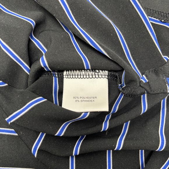 Peter Millar Summer Comfort Large Black Blue Striped Golf Polo Shirt - Picture 4 of 7
